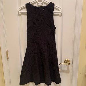 Black textured high-neck dress